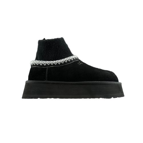 UGG Black Sock Insert Platform Mule | נעליי האג פלטפורמה גרב פנימי שחור