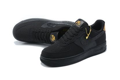 Nike Air Force 1 Low Nubuck Black Metallic Gold