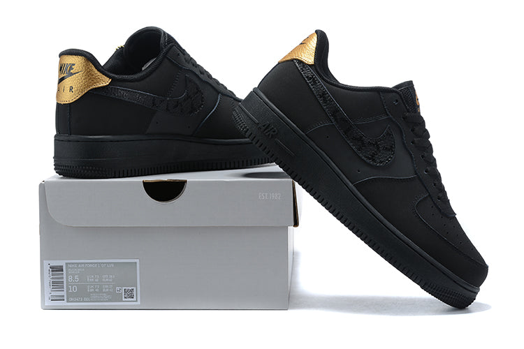 Nike Air Force 1 Low Nubuck Black Metallic Gold