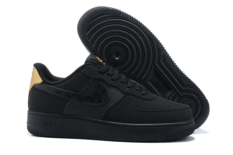 Nike Air Force 1 Low Nubuck Black Metallic Gold