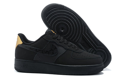 Nike Air Force 1 Low Nubuck Black Metallic Gold