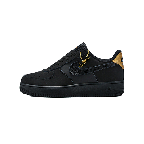 Nike Air Force 1 Low Nubuck Black Metallic Gold